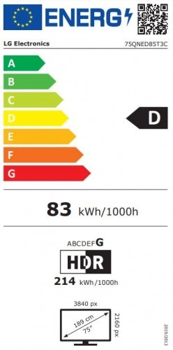 TV Set|LG|75"|4K/Smart|3840x2160|Wireless LAN|Bluetooth|webOS|75QNED85T3C image 2