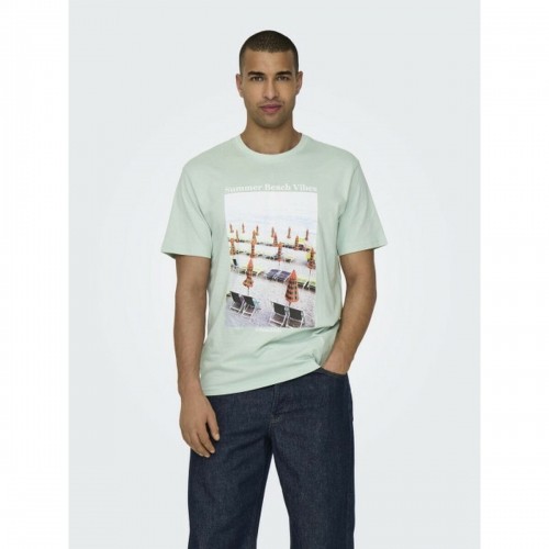 Vīriešu Krekls ar Īsām Piedurknēm Only & Sons Onskolton Reg Beach Surf Zaļš image 2