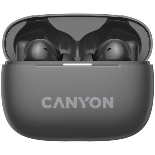 CANYON OnGo TWS-10 ANC+ENC, Bluetooth Headset, microphone, BT v5.3 BT8922F, Frequence Response:20Hz-20kHz, battery Earbud 40mAh*2+Charging case 500mAH, type-C cable length 24cm,size 63.97*47.47*26.5mm 42.5g, Dark Grey image 2