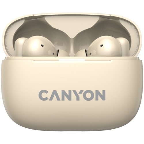 CANYON OnGo TWS-10 ANC+ENC, Bluetooth Headset, microphone, BT v5.3 BT8922F, Frequence Response:20Hz-20kHz, battery Earbud 40mAh*2+Charging case 500mAH, type-C cable length 24cm,size 63.97*47.47*26.5mm 42.5g, Beige image 2