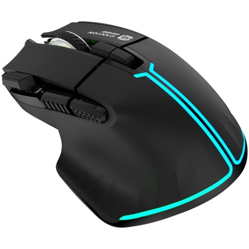 CANYON Fortnax GM-636, 9keys Gaming wired mouse,Sunplus 6662, DPI up to 20000, Huano 5million switch, RGB lighting effects, 1.65M braided cable, ABS material. size: 113*83*45mm, weight: 102g, Black image 2