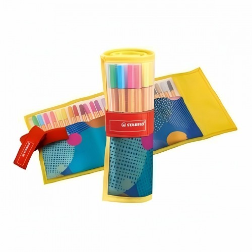 Set of Felt Tip Pens Stabilo Point 88 Multicolour Roll-up Roll up pencil case (5 Units) image 2