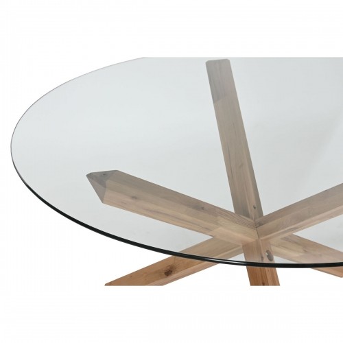 Обеденный стол Home ESPRIT Натуральный Каленое стекло древесина дуба 130 x 130 x 75 cm image 2