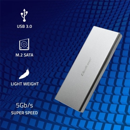 Qoltec 51833 Enclosure | M.2 SSD drive | SATA | NGFF| USB 3.0 | Super speed 5GB/s | 2TB | Silver image 2