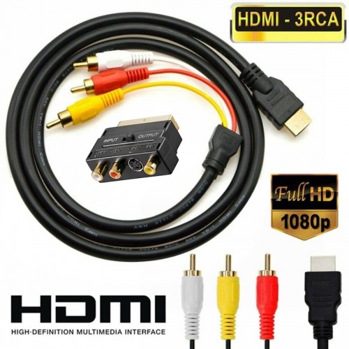 iLike HD3 HDMI spraudnis uz 3RCA audio un video kabelis  1.5m + RCA S-Video uz Scart adapteris (OEM) image 2