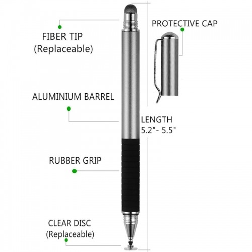 iLike P21 Kapacitīvais 2in1 Stylus irbulis augstu precizitāti un zīmēšanu (Planšetēm / Telefoniem) Sudraba image 2