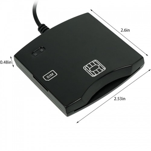 CP ID1 2in1 USB 2.0 ID karšu lasītājs ar SIM karšu slotu 80cm vadu (6.5x6cm) melns image 2