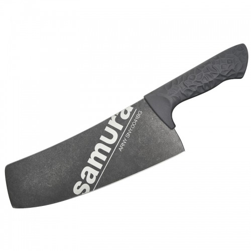 Samura Arny Stonewash Cleaver нож 208мм AUS-8 Черная комфортная ручка из TPE HRC 59 image 2