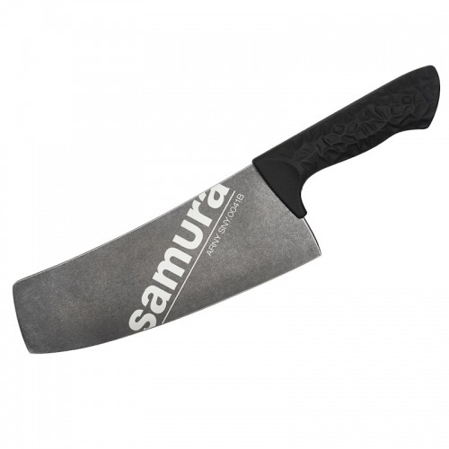 Samura Arny Stonewash Cleaver нож 209мм AUS-8 Черная комфортная ручка из TPE HRC 59 image 2