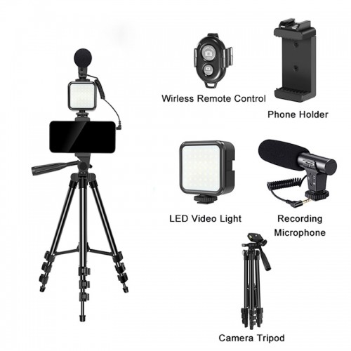 Elight M5 Vlog комплект для Телофона Fix Видео & Фото с Led светом / Микрофоном / Штативом 1.3m / пульт image 2