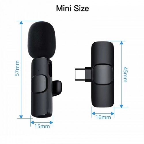 CP K8 Mini USB-C Bezvadu Telefona klipša dzidras skaņas mikrofons ar trokšnu izolāciju (5.7x1.5cm) Melns image 2