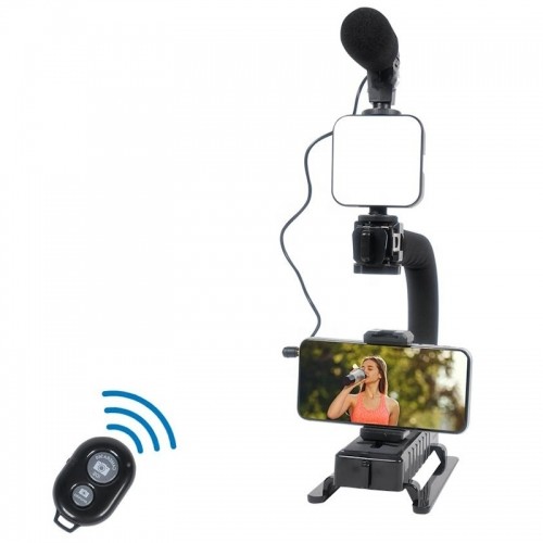 Elight 4U Rokas stabilizātors Telefonam & Sporta / DLSR Kamerai ar 1/4 fix ar Led Gaismu / Mikrofonu image 2