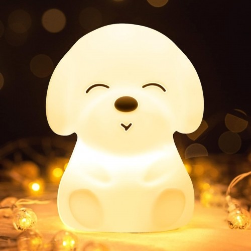 Elight DG1 Собачка Мягкая силиконовая лампа детский ночник с аккумулятором / USB & пультом Белый image 2