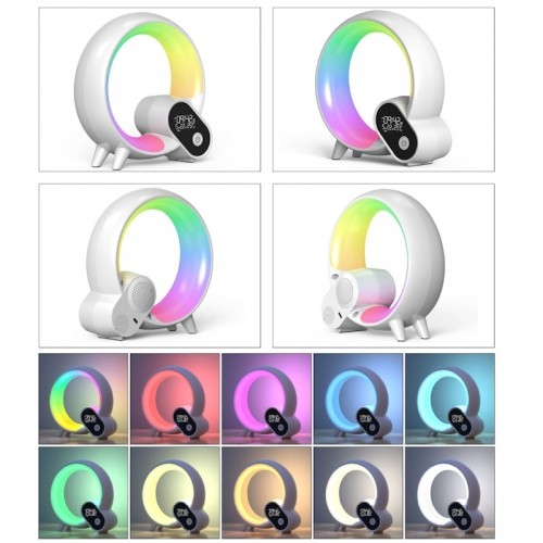 Elight D3 Smart Q-Shape Galda Pulksnetis Lampa ar Bluetooth skaļruni Wake-Up gaismu un balto troksni Balts image 2