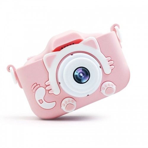 CP X5 Детская Цифровая Фото и Видео камера с Резиновым чехлом MicroSD катрой  2'' LCD цветным экраном Розовый кот image 2