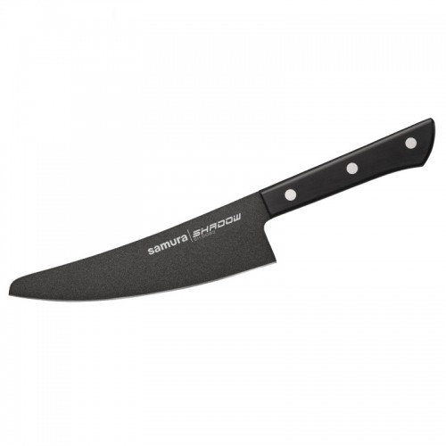 Samura Shadow Малый кухонный нож шеф-повара 166 mm AUS-8 анти-липкое темное покрытие 58 HRC image 2