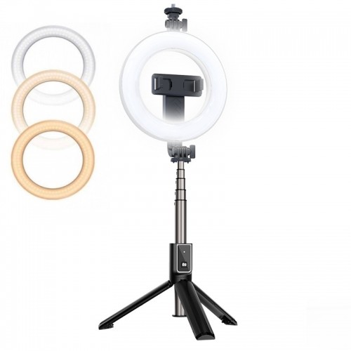 CP X2 LED 16cm Uzlādējama Selfie Lampa ar BT Pulti & Rokturi + Grīdas statīvu 20-90cm + Telefona image 2