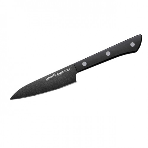 Samura Shadow Универсальный нож с Черным антипригарным покрытием 99mm из AUS 8 Японской стали 59 HRC image 2
