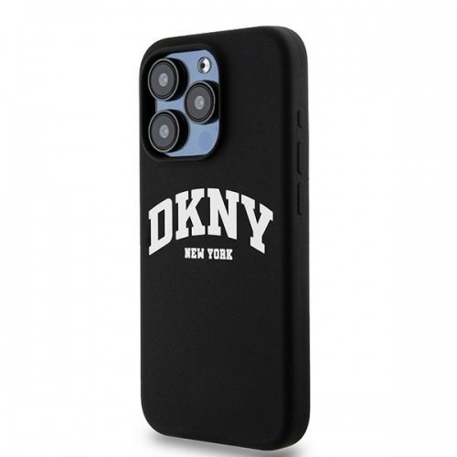 DKNY DKHMP15LSNYACH iPhone 15 Pro 6.1" czarny|black hardcase Liquid Silicone White Printed Logo MagSafe image 2