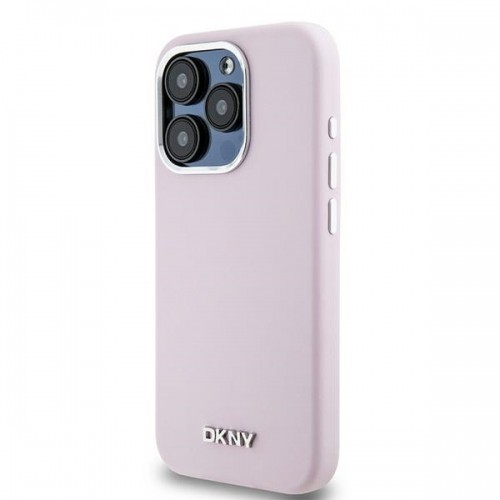 DKNY DKHMP15LSMCHLP iPhone 15 Pro 6.1" różowy|pink hardcase Liquid Silicone Small Metal Logo MagSafe image 2