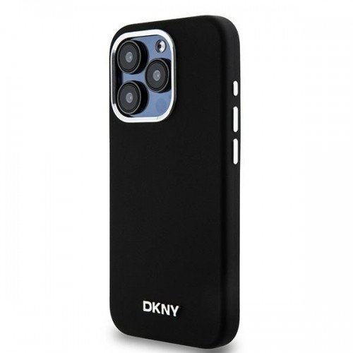 DKNY DKHMP15LSMCHLK iPhone 15 Pro 6.1" czarny|black hardcase Liquid Silicone Small Metal Logo MagSafe image 2