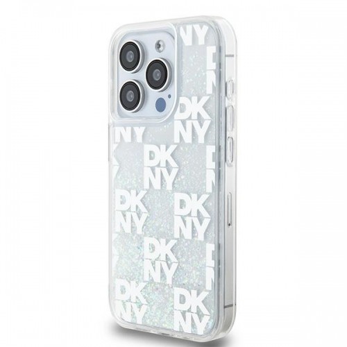 DKNY DKHCP15LLCPEPT iPhone 15 Pro 6.1" biały|white hardcase Liquid Glitter Multilogo image 2