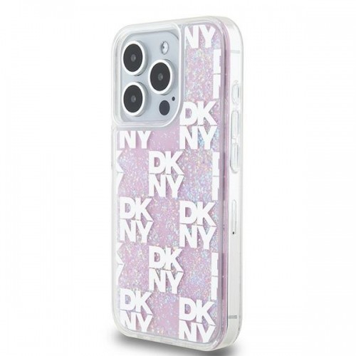 DKNY DKHCP15LLCPEPP iPhone 15 Pro 6.1" różowy|pink hardcase Liquid Glitter Multilogo image 2