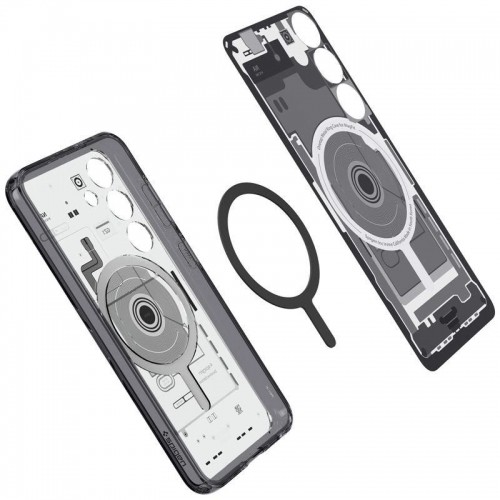 Spigen Ultra Hybrid OneTap Ring Case with MagSafe for Samsung Galaxy S24 - Transparent (Zero One Pattern) image 2