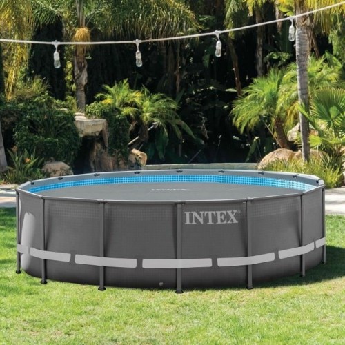 Swimming Pool Cover Intex Bubble TIME UTF00142 Grey Circular image 2