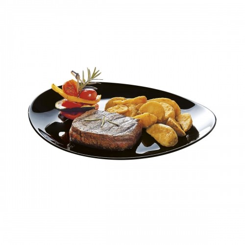 Flat Plate Luminarc Friends Time Black Glass 30 x 26 cm Meat (12 Units) image 2