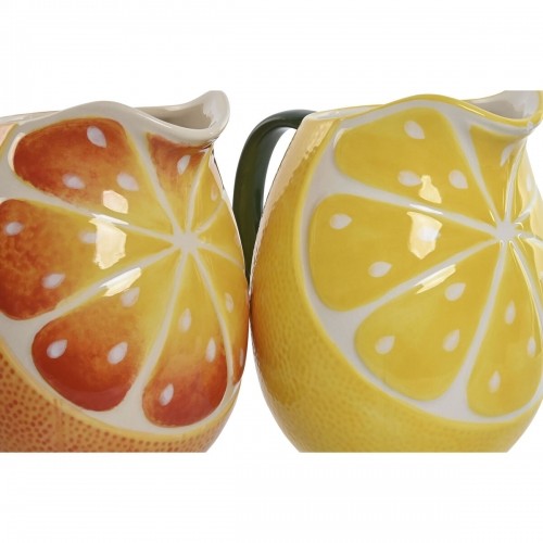 Krūka Home ESPRIT Keramika Moderns Citrona Oranžs (2 gb.) image 2