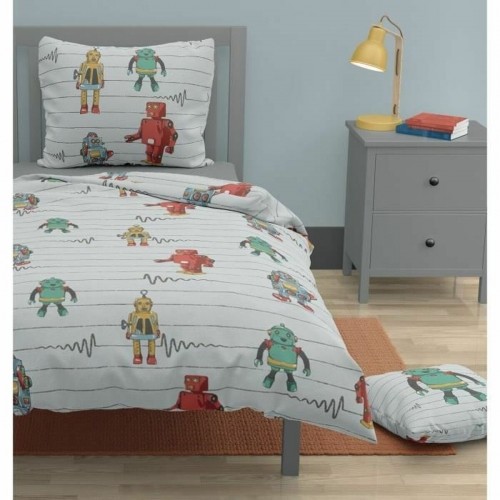 Duvet cover set Roupillon robot Grey 140 x 200 cm 2 Pieces image 2