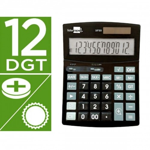 Calculator Liderpapel XF30 Black Plastic image 2