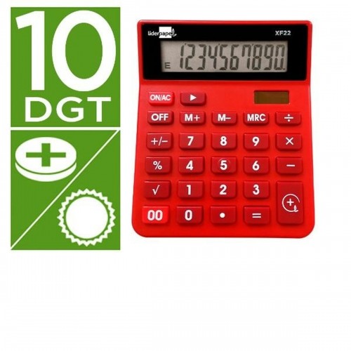 Calculator Liderpapel XF22 Red Plastic image 2