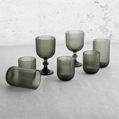 Glass Bidasoa Fosil Grey Glass 460 ml (6 Units) image 2