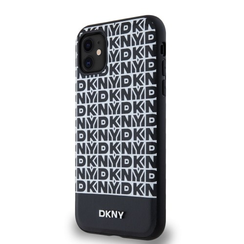 DKNY PU Leather Repeat Pattern Bottom Stripe MagSafe Case for iPhone 11 Black image 2
