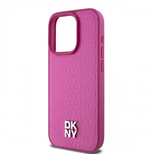 DKNY PU Leather Repeat Pattern Stack Logo MagSafe Case for iPhone 15 Pro Max Pink image 2