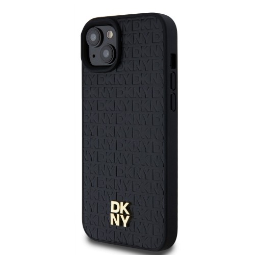DKNY PU Leather Repeat Pattern Stack Logo MagSafe Case for iPhone 15 Plus Black image 2