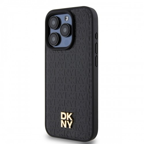 DKNY PU Leather Repeat Pattern Stack Logo MagSafe Case for iPhone 15 Pro Black image 2
