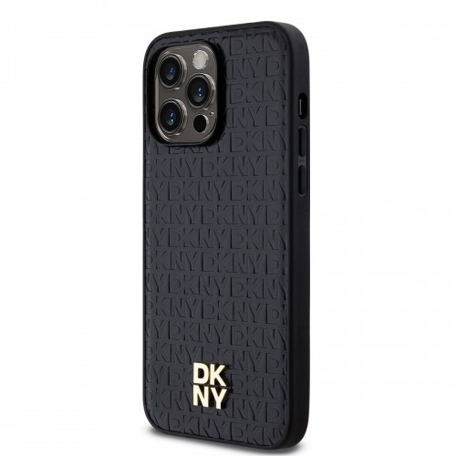 DKNY PU Leather Repeat Pattern Stack Logo MagSafe Case for iPhone 13 Pro Max Black image 2