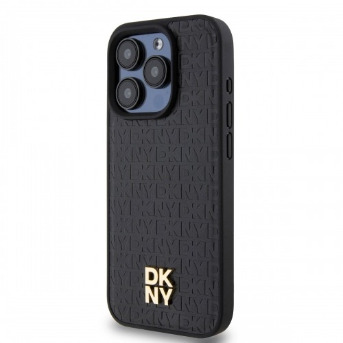 DKNY PU Leather Repeat Pattern Stack Logo MagSafe Case for iPhone 13 Pro Black image 2