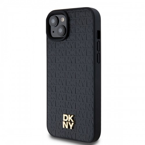 DKNY PU Leather Repeat Pattern Stack Logo MagSafe Case for iPhone 13 Black image 2