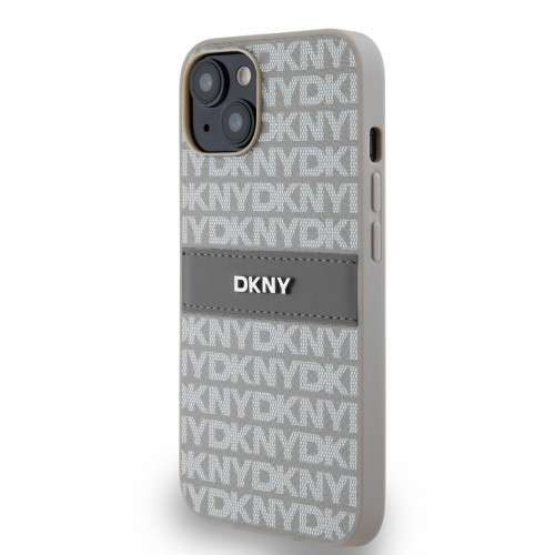 DKNY PU Leather Repeat Pattern Tonal Stripe Case for iPhone 14 Beige image 2