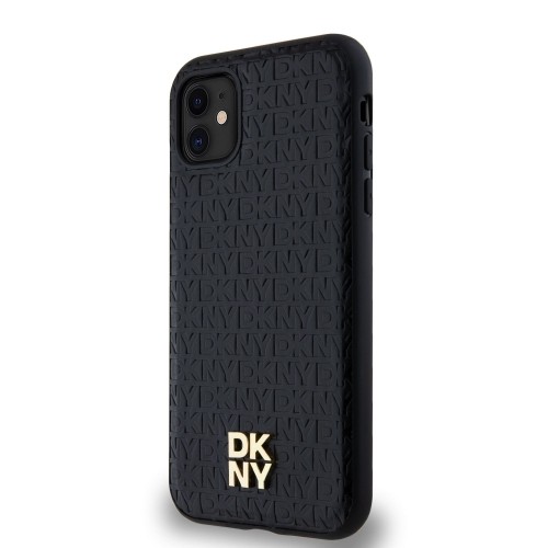 DKNY PU Leather Repeat Pattern Stack Logo MagSafe Case for iPhone 11 Black image 2