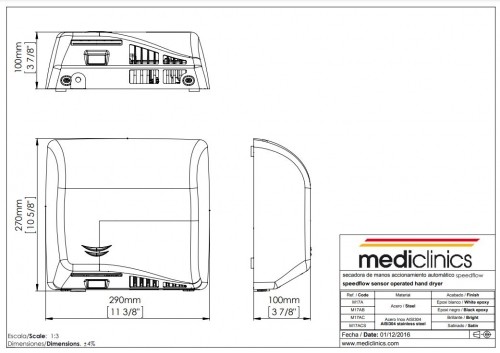 MEDICLINICS M17ACS Speedflow rankų džiovintuvas, Satinas image 2