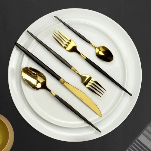 Set of Spoons Amefa Soprano Black Golden Metal Stainless steel Coffee 12 Units image 2
