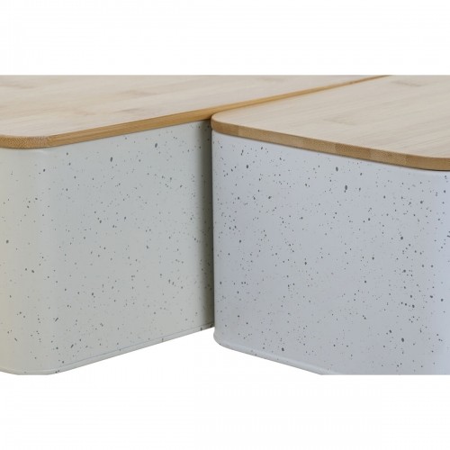 Хлебница Home ESPRIT Белый Бежевый Металл древесина акации 33 x 18 x 12 cm (2 штук) image 2