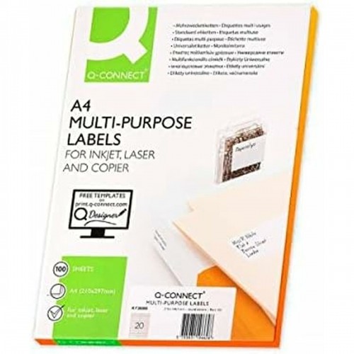 Adhesive labels Q-Connect KF26093 White 100 Sheets 105 x 29 mm image 2