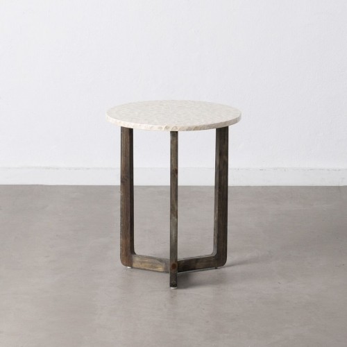 Side table Brown Beige Mother of pearl MDF Wood 45 x 45 x 55 cm image 2