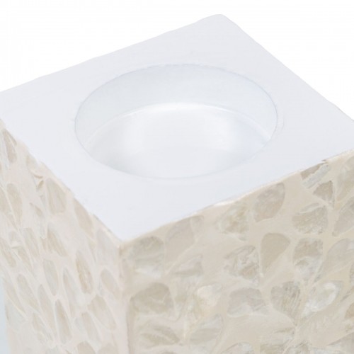 Candleholder Beige Mother of pearl MDF Wood 10,5 x 10,5 x 16 cm image 2